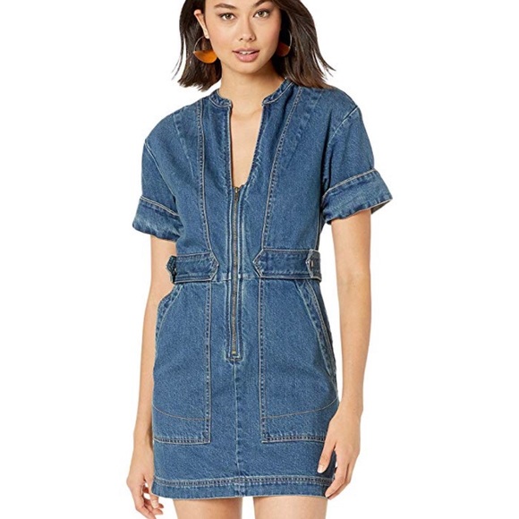 free people denim mini dress